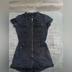 WHITE FOX BOUTIQUE BLACK DENIM JUMPSUIT FOR SALE‼️